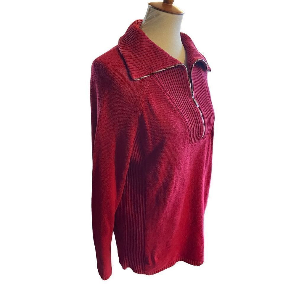 Eddie Bauer Red Half Zip Long Sleeve Sweater XL - Picture 5 of 11
